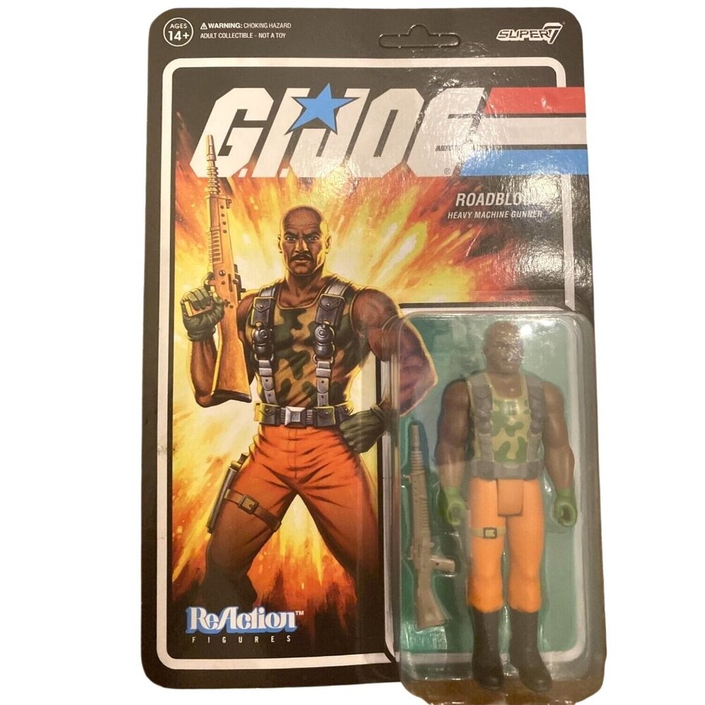 G.I. Joe Roadblock Heavy Machine Gunner 3.75" ReAction Action Figure Super7 NEW!